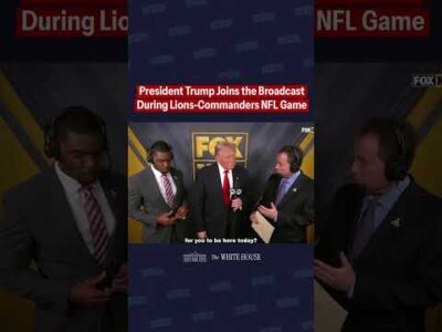 President Trump joins the broadcast booth during the Lions-Commanders NFL Game honoring veterans. 🇺🇸 4