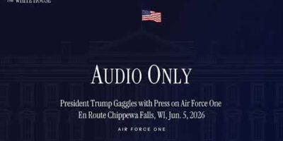 President Trump Gaggles with Press on Air Force One En Route Chippewa Falls, WI, Jun. 5, 2026 8